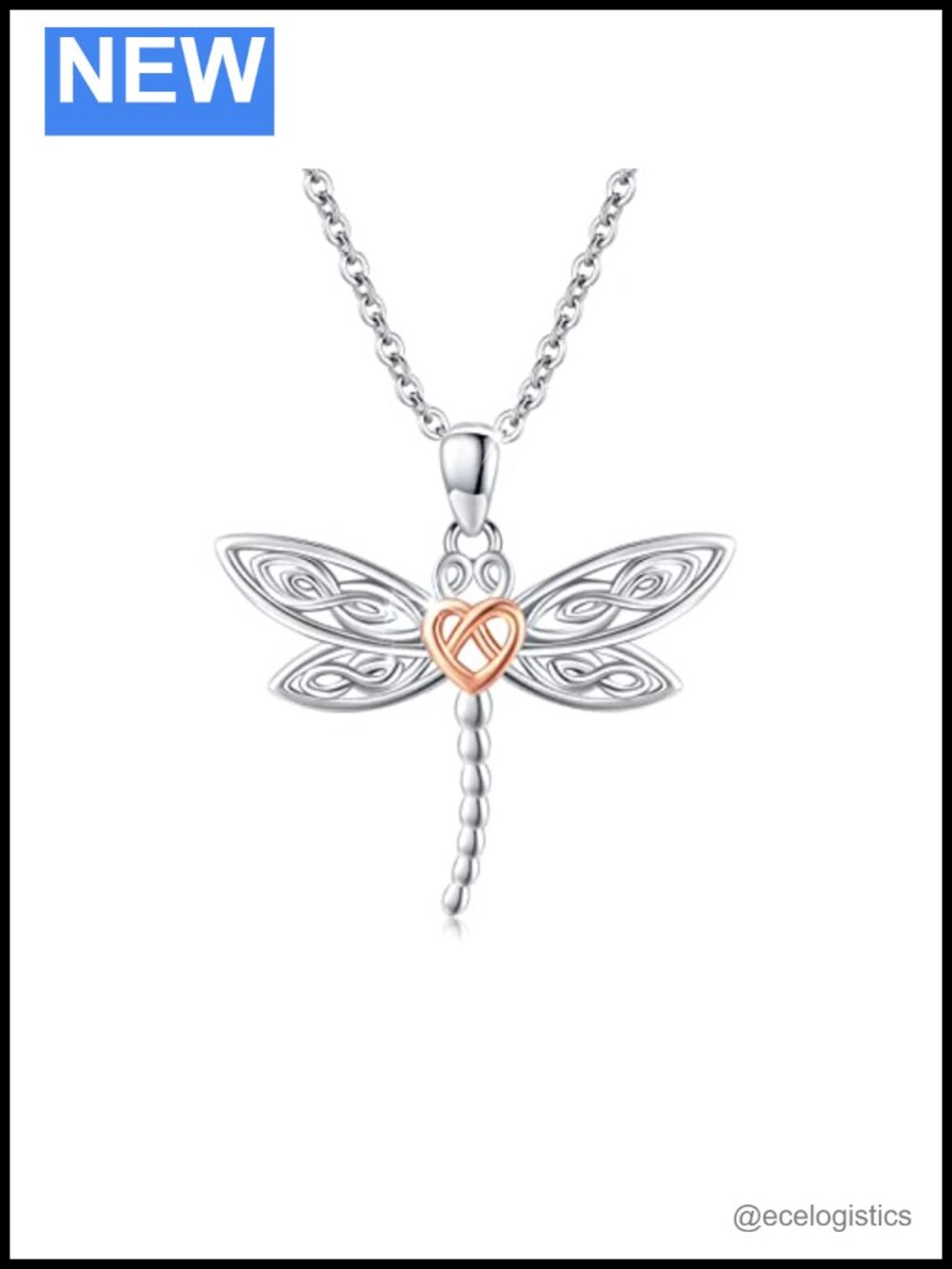925 Sterling Silver Celtic Dragonfly Pendant Necklace